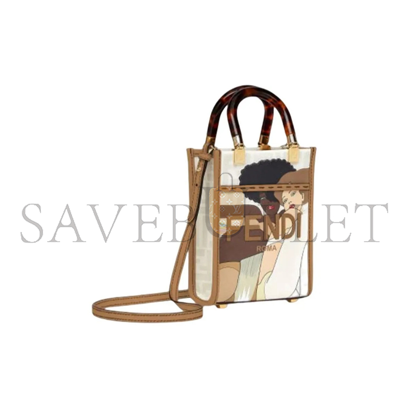 F**di glazed fabric plexiglass ff logo bikini girls mini 8bs051ajh8f1hdu (18*13*6.5cm)